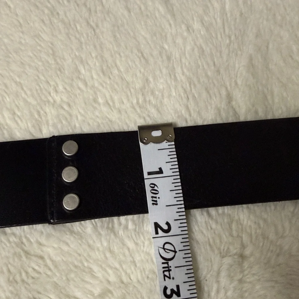 AllSaints Women’s Geometric Silver Studded Black Leather Belt - Sz Large, NWT